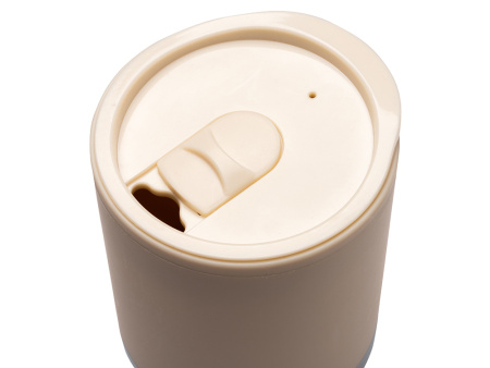 Термокружка LINDE с двойными стенками из переработанного полипропилена, бежевый