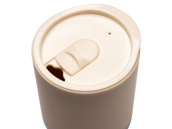 Термокружка LINDE с двойными стенками из переработанного полипропилена, бежевый