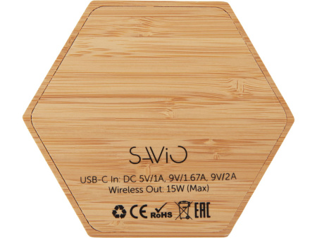 Беспроводное зарядное устройство Gex, 15 Вт, бамбук Беспроводное зарядное устройство Gex, 15 Вт, бамбук