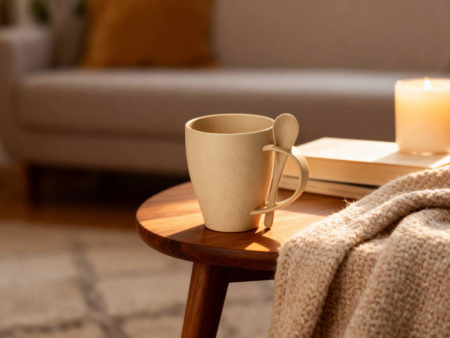 Пшеничная кружка Nina с ложкой, 300ml, бежевый