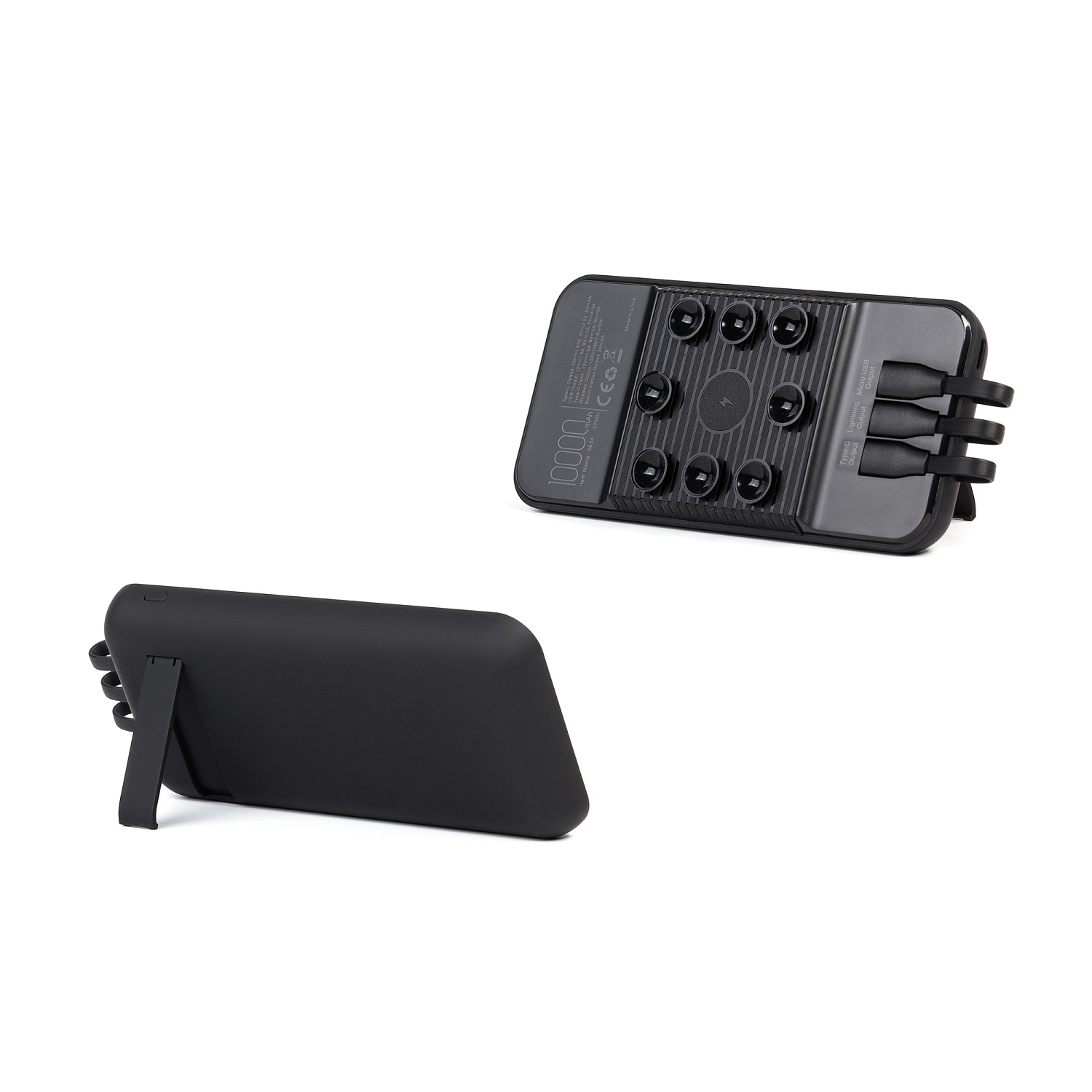 Беспроводное зарядное (22.5/15W) устройство "Topfull SOFTTOUCH" 10000 mAh с подсветкой лого, присосками, встроенными кабелями, с подставкой Беспроводное зарядное (22.5/15W) устройство "Topfull SOFTTOUCH" 10000 mAh с подсветкой лого, присосками, встроенными кабелями, с подставкой