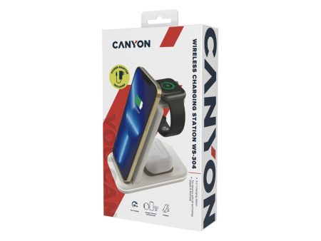Беспроводное зарядное устройство 3-в-1 CANYON WS-304 (CNS-WCS304B), 15W, бежевый Беспроводное зарядное устройство 3-в-1 CANYON WS-304 (CNS-WCS304B), 15W, бежевый
