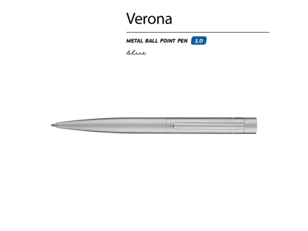 Ручка металлическая шариковая Verona, вороненая сталь, 1.0 мм, синяя