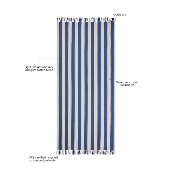 Полотенце для хаммама VINGA Ornos из переработанного хлопка GRS, 80х180 см