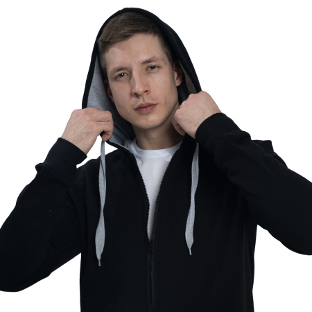 New Gen Толстовка-кенгуру (худи) с капюшоном на молнии 320 г/м² черный 3XL