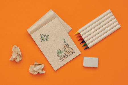 Набор вечных цветных карандашей Micki Infinity GRS с блокнотом и ластиком