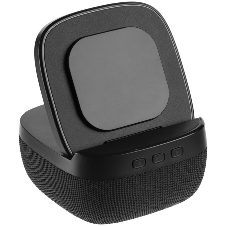 Колонка с беспроводной зарядкой Esca и подсветкой логотипа, черная Колонка с беспроводной зарядкой Esca и подсветкой логотипа, черная