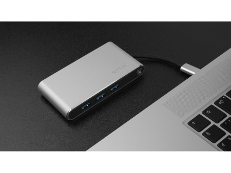 Хаб 8-в-1 Type-C Hermes, USB 3.0 x 3, Type-C PD, HDMI, LAN, картридер Хаб 8-в-1 Type-C Hermes, USB 3.0 x 3, Type-C PD, HDMI, LAN, картридер