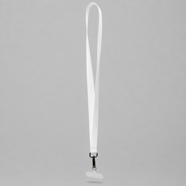 Лента для бейджа Flat, с карабином и держателем для телефона (белый)