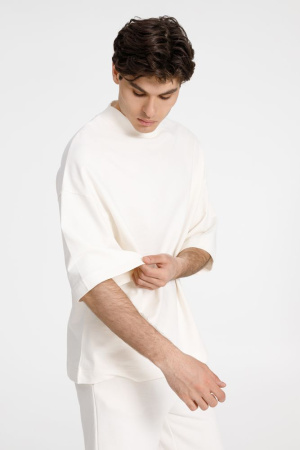 Футболка оверсайз унисекс T9, молочно-белая, размер XS/S