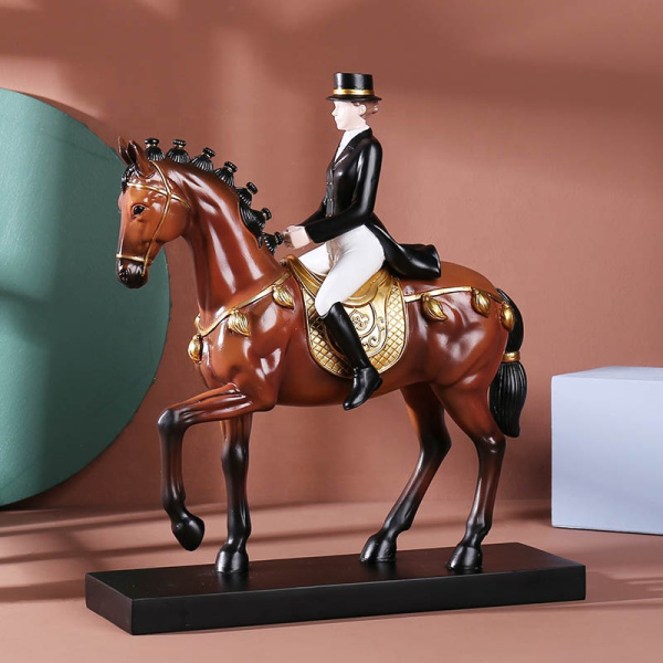 Статуэтка &quot;Наездница и лошадь&quot;, цвет коричневый
