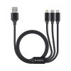 Дата-кабель 3 в 1: micro USB, USB-C, Ligthning, алюминий, 1.2м, черный, Deppa