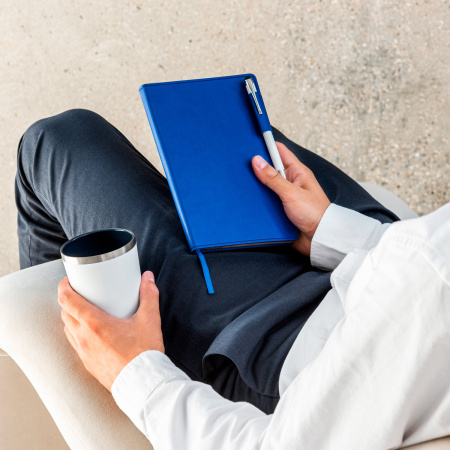 Термокружка вакуумная с керамическим покрытием Арктик (Arctic), белый/синий