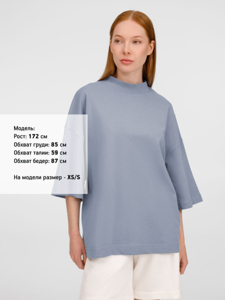 Футболка оверсайз унисекс T9, серая, размер XS/S