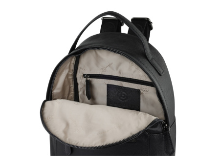 Рюкзак женский BUGATTI БЕЛЛА | BELLA, чёрный, воловья кожа/полиэстер, 24,5х12х27 см