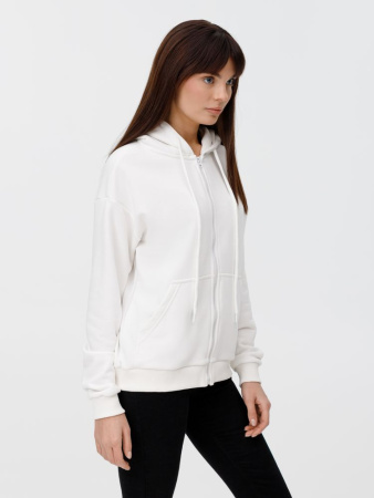 Толстовка унисекс оверсайз на молнии Zippy Terry, белая, размер XS/S