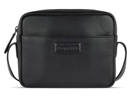 Сумка кросс-боди женская BUGATTI ЭЛЬЗА | ELSA, чёрная, воловья кожа/полиэстер, 19х5,5х14 см