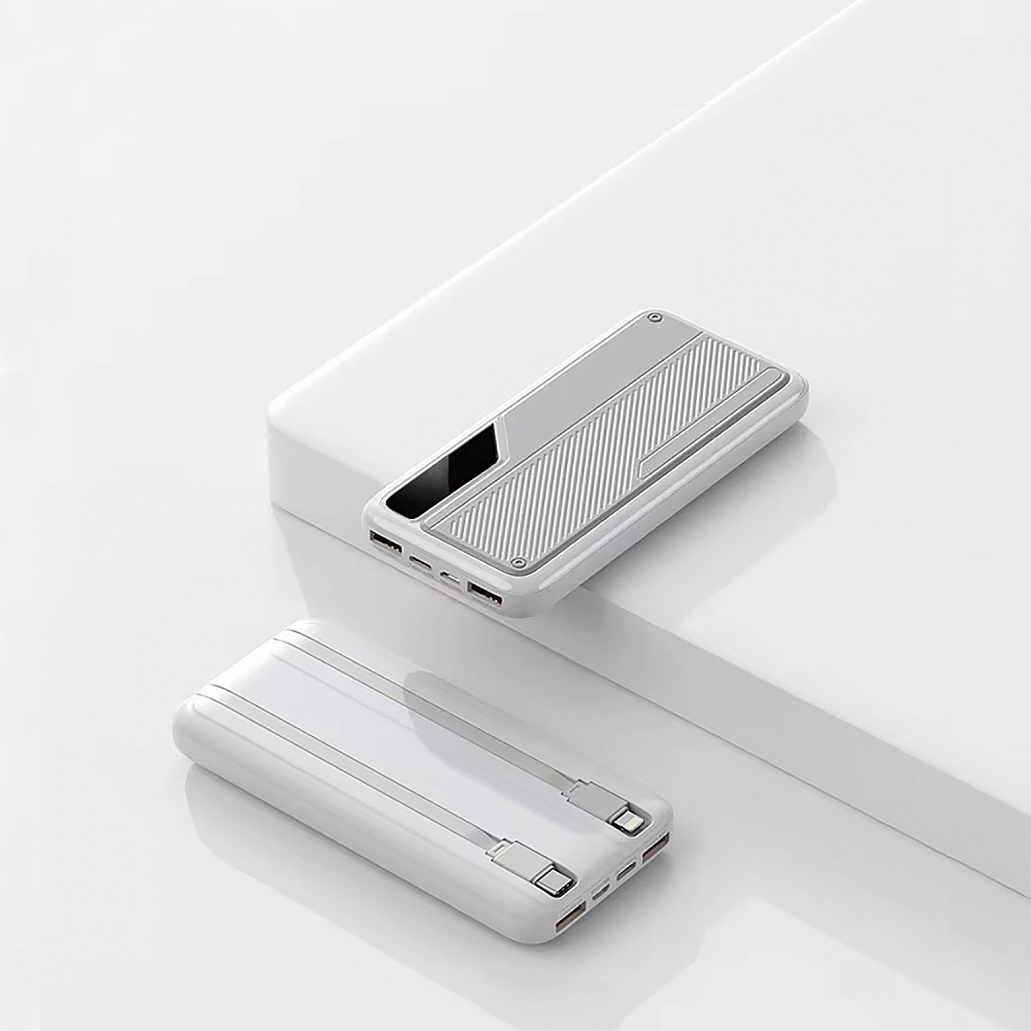 Зарядное устройство "Connect" 10000 mAh со встроенными Type-C/Lightning кабелями Зарядное устройство "Connect" 10000 mAh со встроенными Type-C/Lightning кабелями