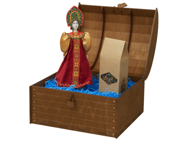 Подарочный набор: кукла фарфоровая, чай Малина с мятой