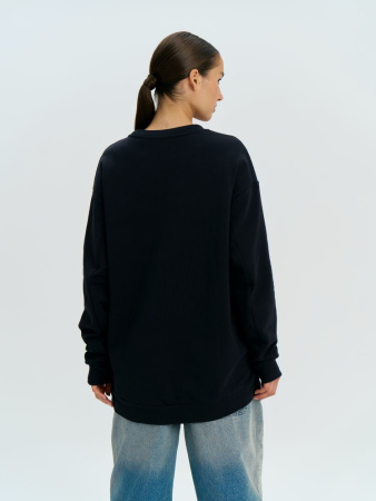 Свитшот оверсайз унисекс Omnifit, черный, размер XS/S