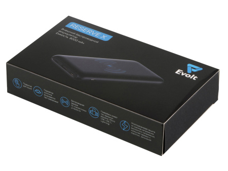 Внешний беспроводной аккумулятор с подсветкой лого Reserve X v.2 (ярче подсветка), 8000 mAh