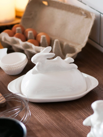 Маслёнка с кроликом, 380 мл, Белый