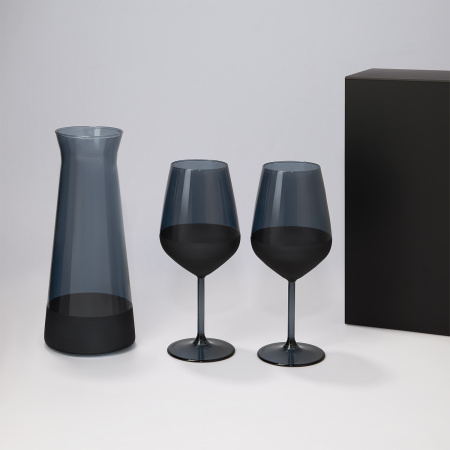 Подарочный набор декантер + 2 бокала для вина Блэк Эдишн (Black Edition) в черной коробке