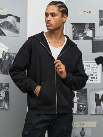 Толстовка унисекс на молнии Jelo, черная, размер 3XL