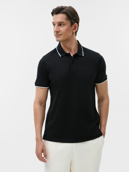 Рубашка поло унисекс Palermo, черная с белым, размер XS