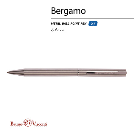 РУЧКА  "BERGAMO" ШАРИКОВАЯ АВТОМАТИЧЕСКАЯ, МЕТАЛЛИЧЕСКИЙ КОРПУС СТАЛЬ, 0.7 ММ, СИНЯЯ