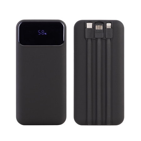 Зарядное (22.5W) устройство "Top Grade SOFTTOUCH" 20000 mAh с подсветкой логотипа, встроенными кабелями и цифровым индикатором заряда Зарядное (22.5W) устройство "Top Grade SOFTTOUCH" 20000 mAh с подсветкой логотипа, встроенными кабелями и цифровым индикатором заряда