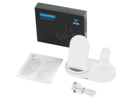 Складная зарядная станция с беспроводной зарядкой Flashport, 15 Вт, белый (Р) Складная зарядная станция с беспроводной зарядкой Flashport, 15 Вт, белый (Р)