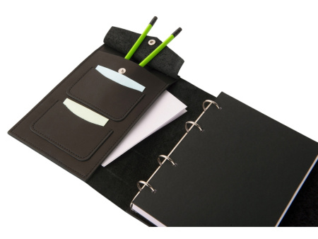 Блокнот кожаный А5 на кольцах, черный