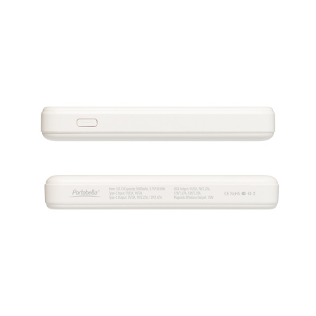 Внешний аккумулятор Largo PD 5000mAh с функцией беспроводной зарядки 15W, белый