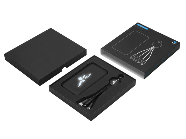 Набор из внешнего аккумулятора и универсального кабеля с подсветкой лого Reserve LED, 10000mAh Набор из внешнего аккумулятора и универсального кабеля с подсветкой лого Reserve LED, 10000mAh