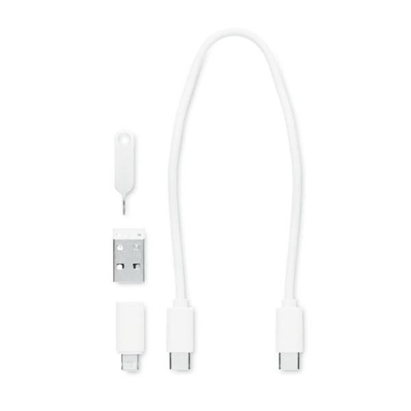 Кабель зарядный выдвижной USB Solid Line  60W 3-в-1 на Lightning, Micro-USB, Type-C «U50» 2,4 A, Quick Charge в пластиковом футляре, белый