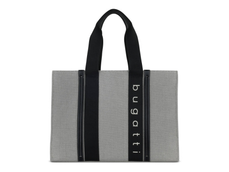 Сумка-тоут женская BUGATTI АМБРА | AMBRA, серо-черный цвет, хлопок/полиэстер, 45х14х32 см