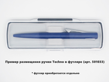 Ручка шариковая, пластиковая, металлическая, синяя/серебристая, Techno Requis