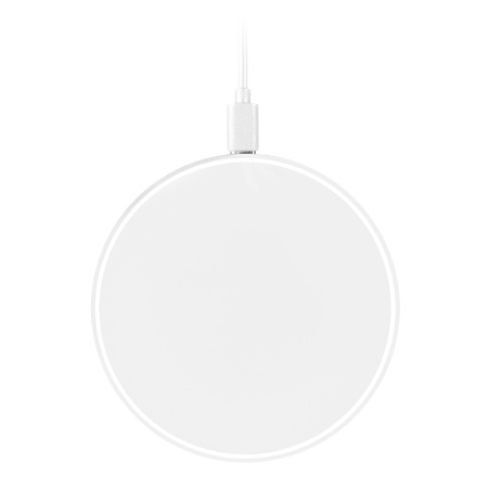 Беспроводное зарядное устройство с подсветкой 15W Auris, белое Беспроводное зарядное устройство с подсветкой 15W Auris, белое