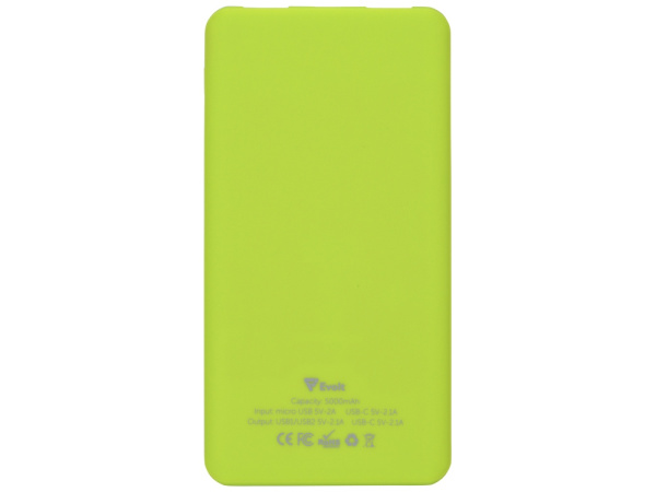 Портативное зарядное устройство Reserve с USB Type-C, 5000 mAh, зеленое яблоко