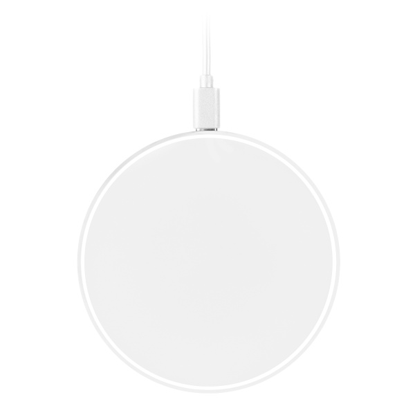 Беспроводное зарядное устройство с подсветкой 15W Auris, белое Беспроводное зарядное устройство с подсветкой 15W Auris, белое