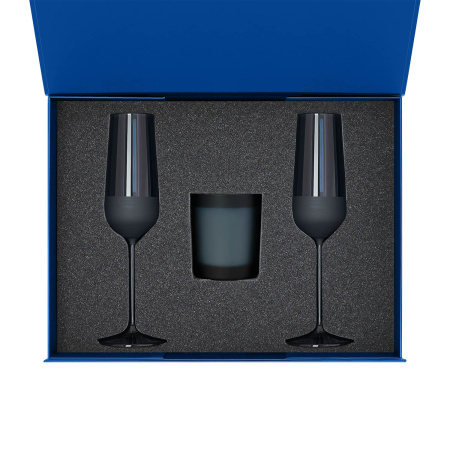 Ложемент под свечу Энигма (Enigma) + 2 бокала для шампанского в среднюю коробку-трансформер (арт. 695721)