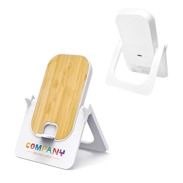 Беспроводное магнитное зарядное устройство Bambooco 15W, белый с бамбуковым Беспроводное магнитное зарядное устройство Bambooco 15W, белый с бамбуковым