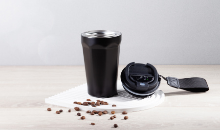 Термостакан "Legend" 390 мл с индикацией температуры, покрытие пудра, черный #