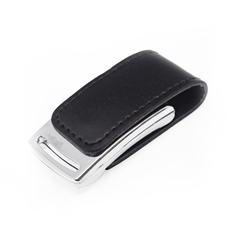 Флеш накопитель Shine, USB 2.0 64GB, металл/кожзам, серебро/черный