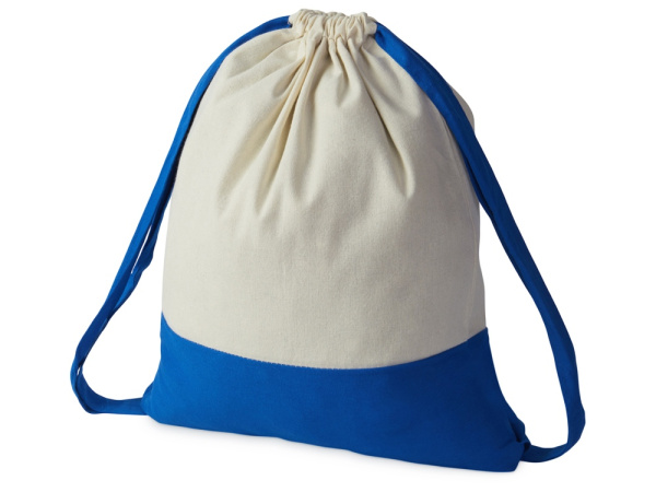 Рюкзак-мешок Cotton из хлопка 170 г, натуральный/синий