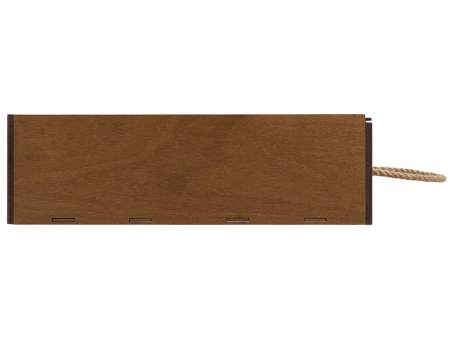 Подарочная коробка из фанеры Constellation 330х220х100 мм, фанера 6 мм, крышка на выдвижных пазах черная ЛХДФ 3 мм, бечевка