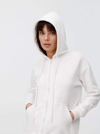 Толстовка унисекс оверсайз на молнии Zippy Terry, белая, размер XS/S