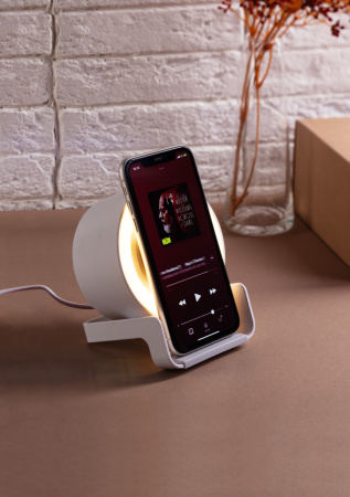 Bluetooth колонка-подставка "Smart Sound" с беспроводным (10W) зарядным устройством и лампой Bluetooth колонка-подставка "Smart Sound" с беспроводным (10W) зарядным устройством и лампой