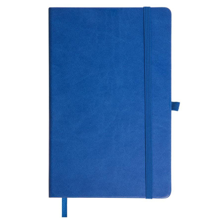 Бизнес-блокнот "Justy", 130*210 мм, синий, твердая обложка,  резинка 7 мм, блок-линейка